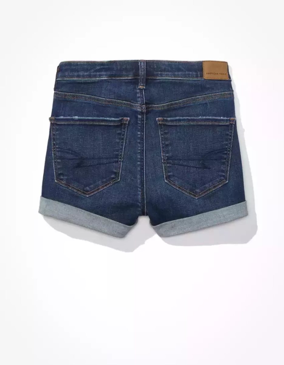 Shorts American Eagle AE Ne(x)t Level Super High-Waisted Denim Indigo Lavage Femme | TWJ-81673127